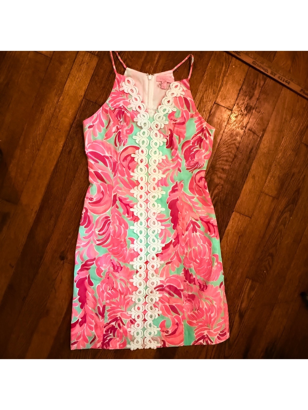 Girls' Lilly Pulitzer Sleeveless Floral Print Dress with White Lace Trim